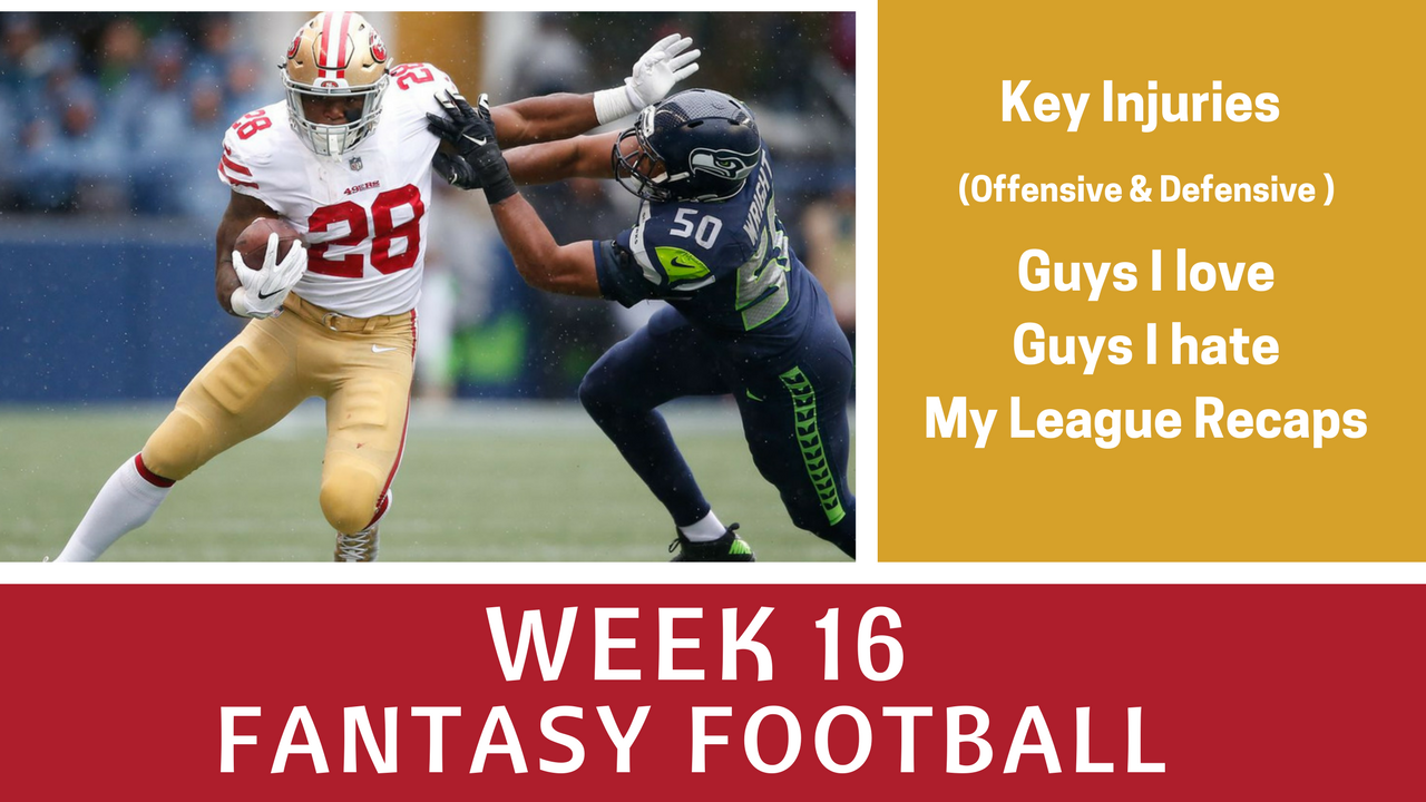 Fantasy Football Week 16 - YouTube Notes – BDGE Store